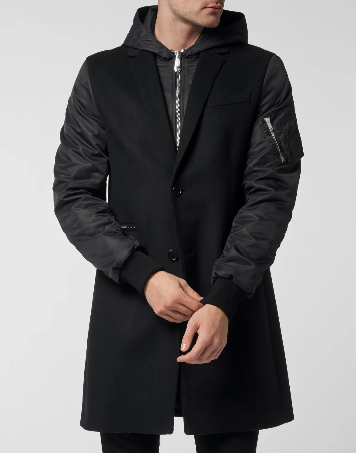Long Hoodie Coat, цвет: Черный