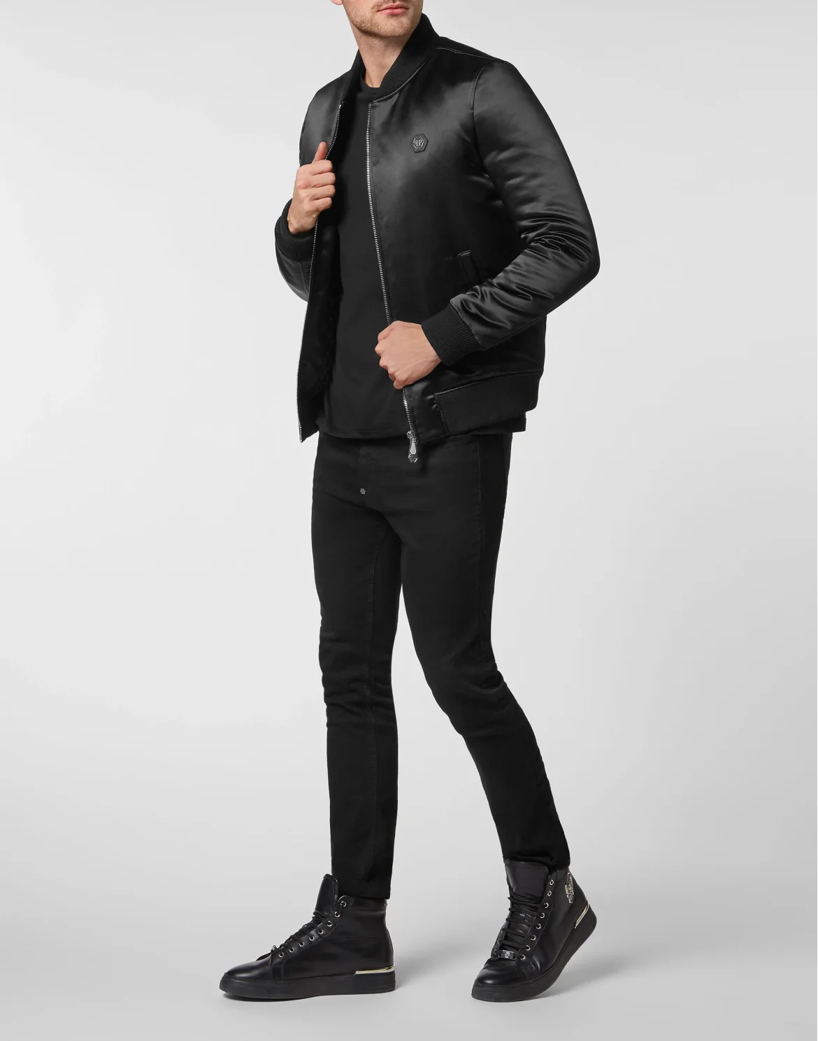 Satin Bomber Hexagon, цвет: Черный