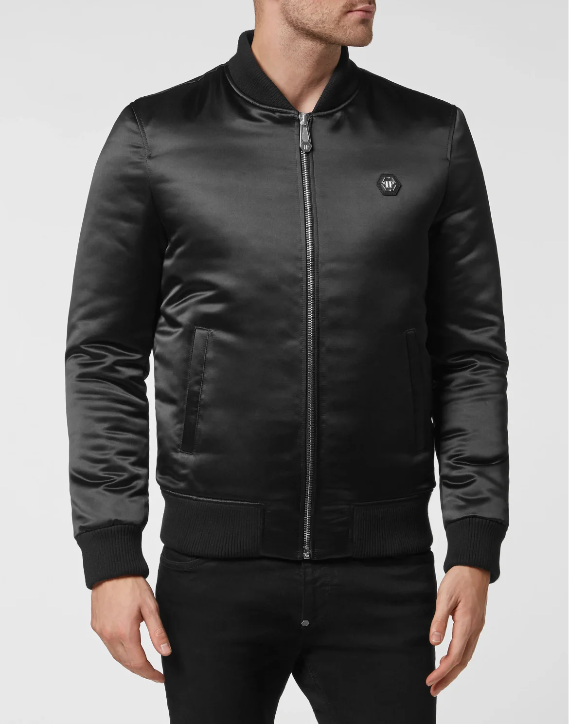 Satin Bomber Hexagon, цвет: Черный