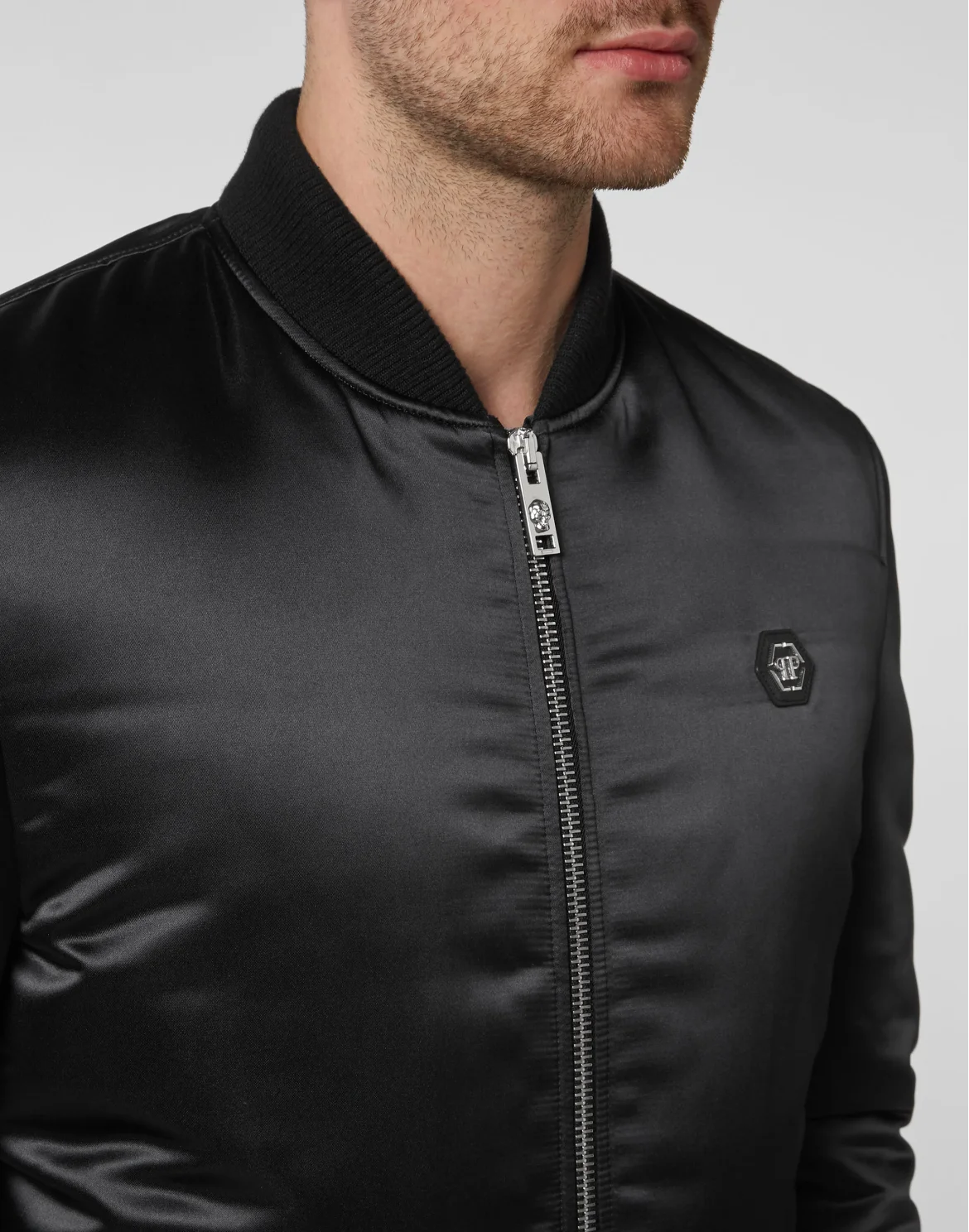 Satin Bomber Teddy Bear, цвет: Черный