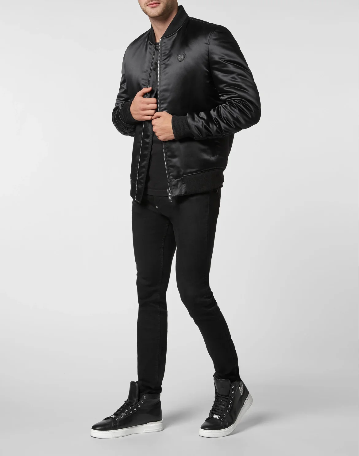 Satin Bomber Teddy Bear, цвет: Черный