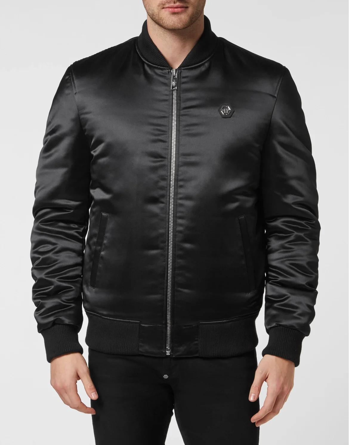Satin Bomber Teddy Bear, цвет: Черный