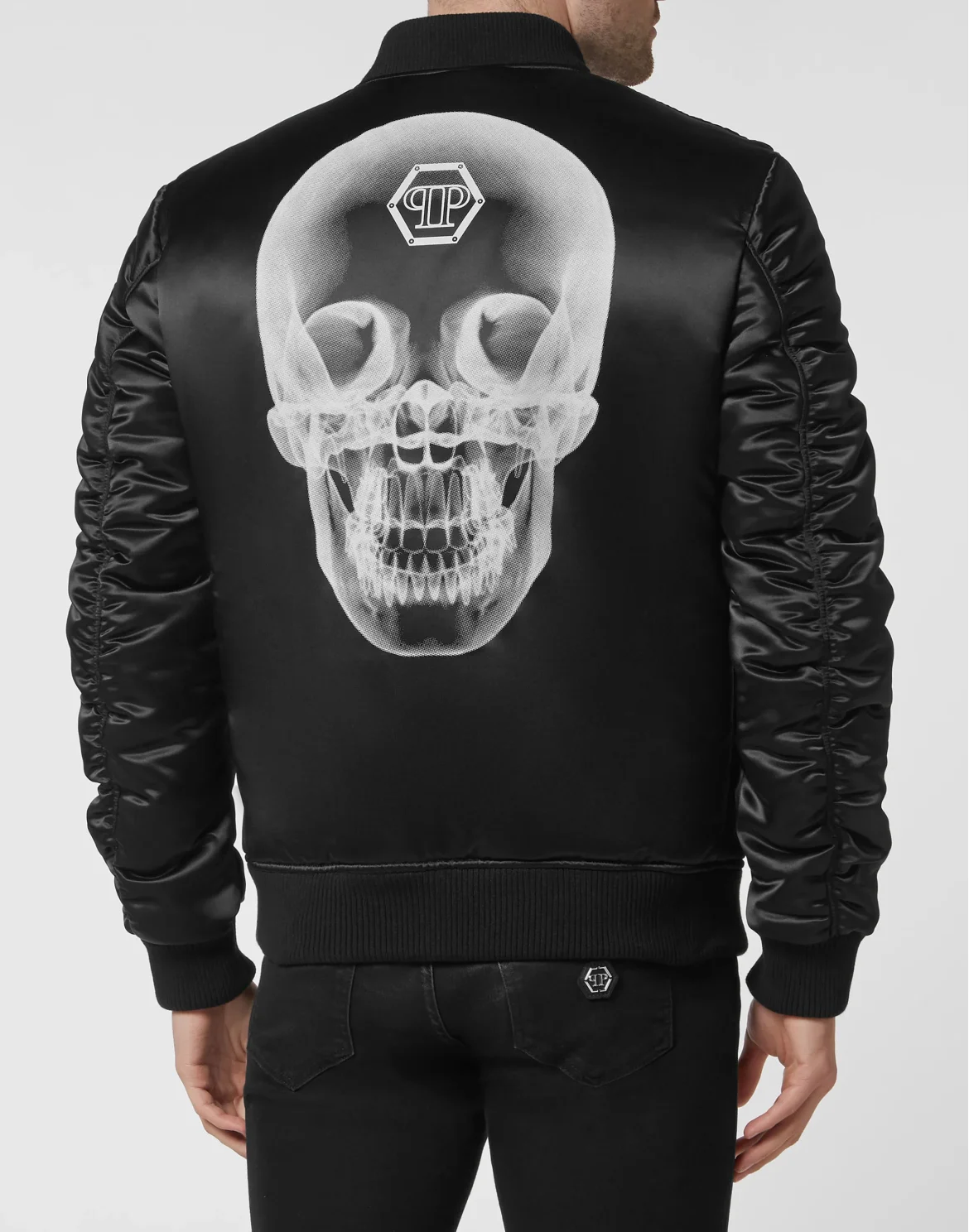 Satin Bomber Skull, цвет: Черный