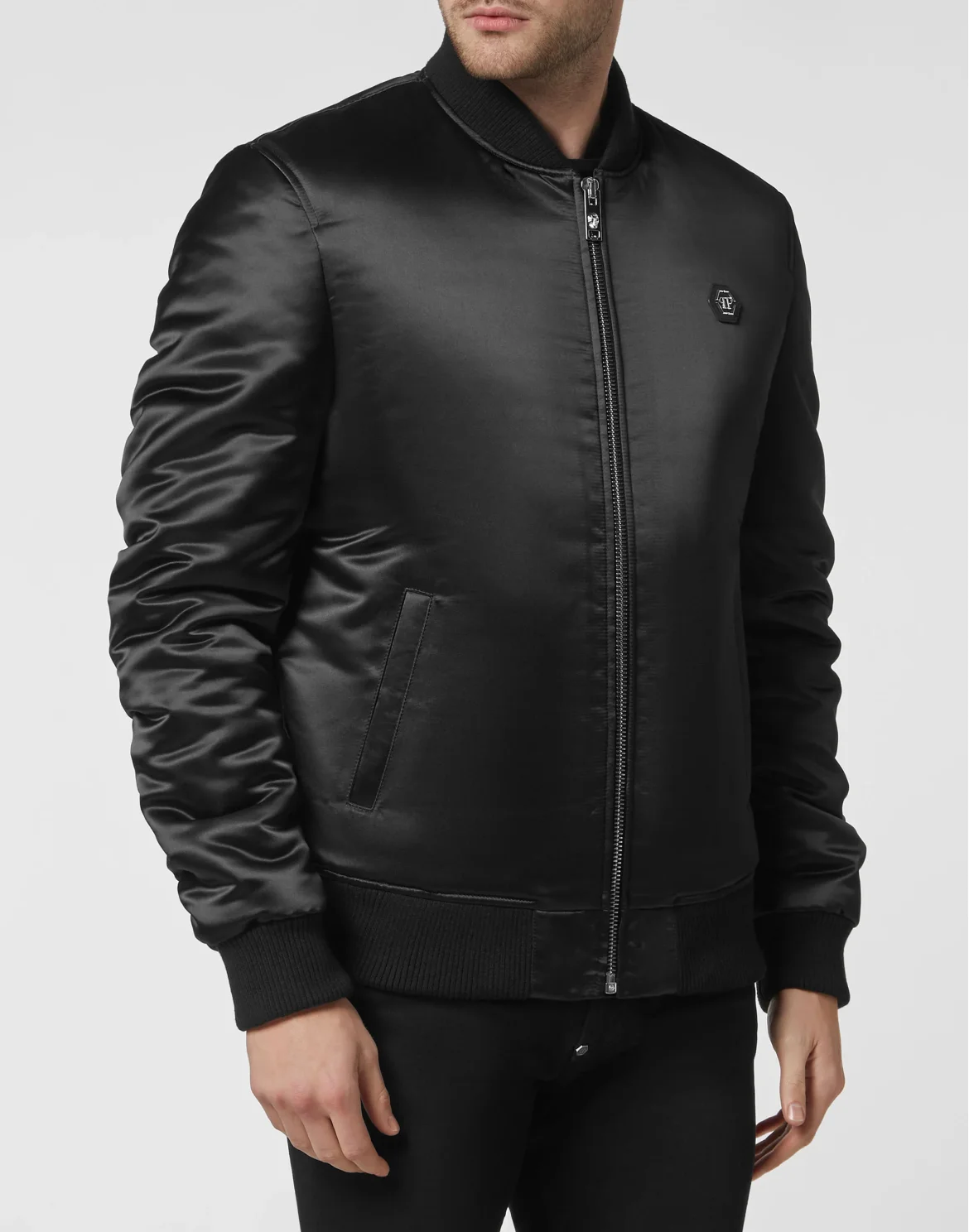 Satin Bomber Skull, цвет: Черный