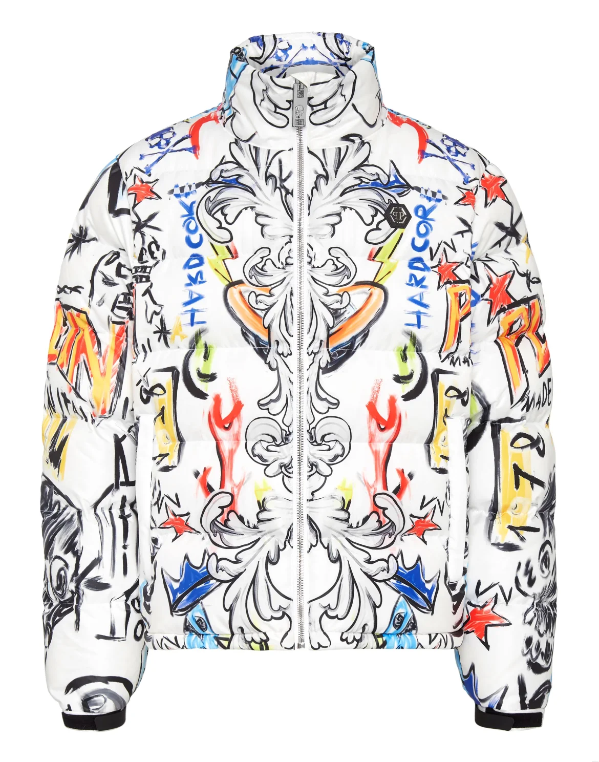 Down Puffer Jacket Skull and Plein, цвет: Белый