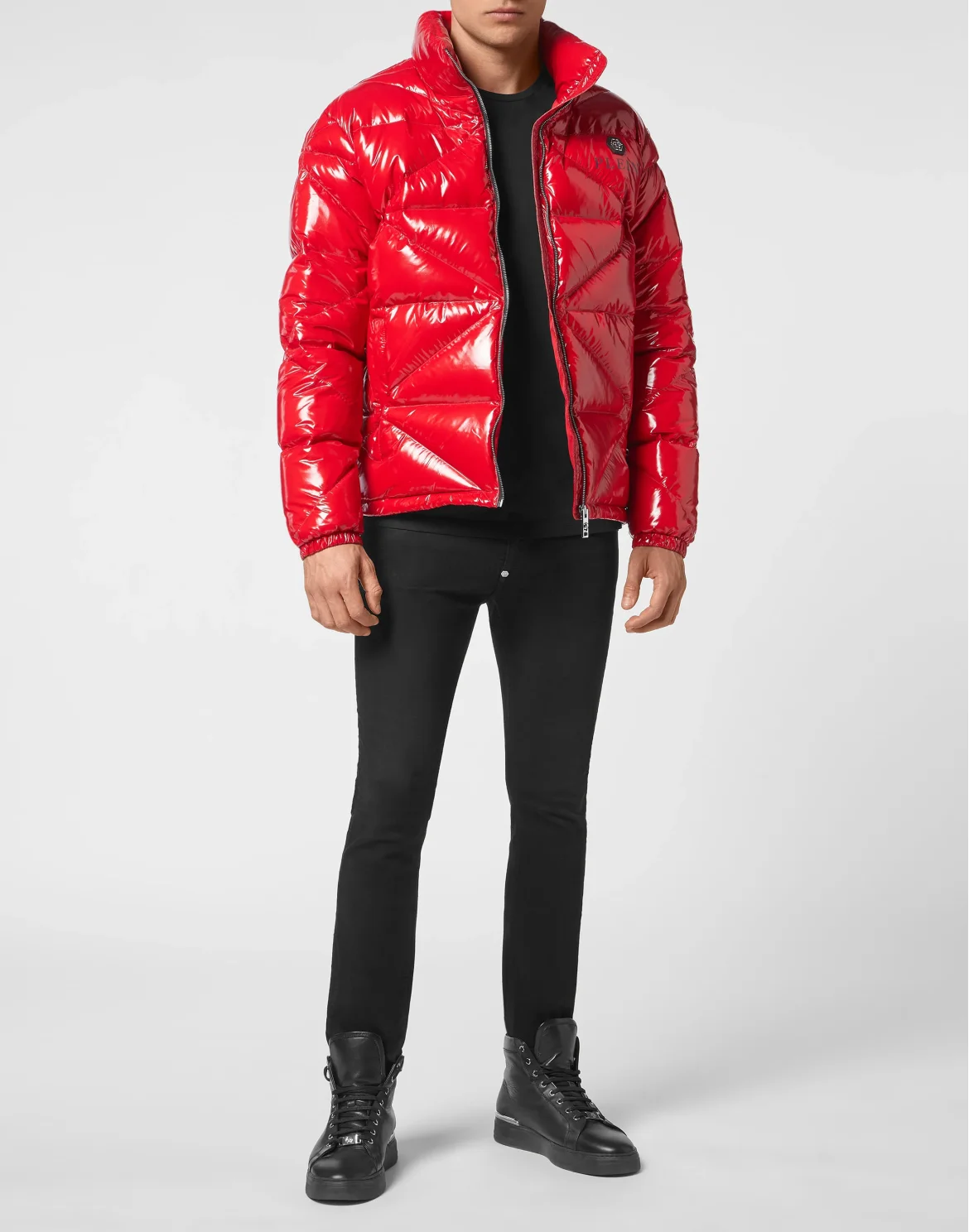 Quilted Down Jacket Hexagon, цвет: Красный