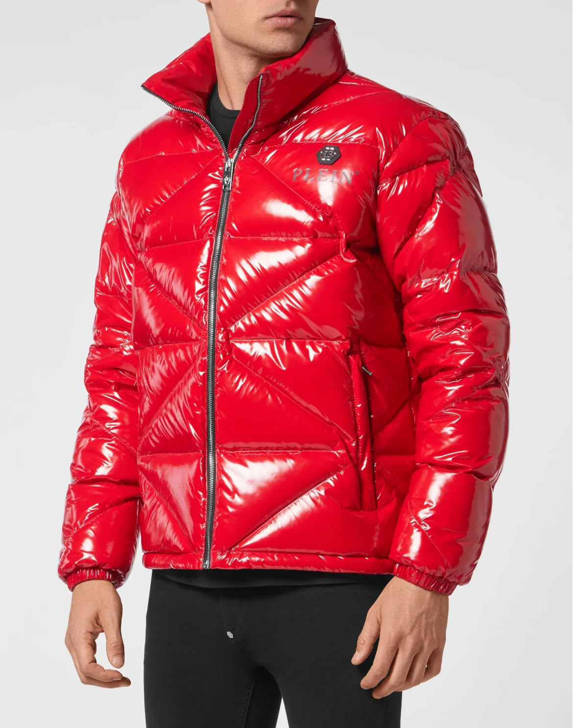 Quilted Down Jacket Hexagon, цвет: Красный