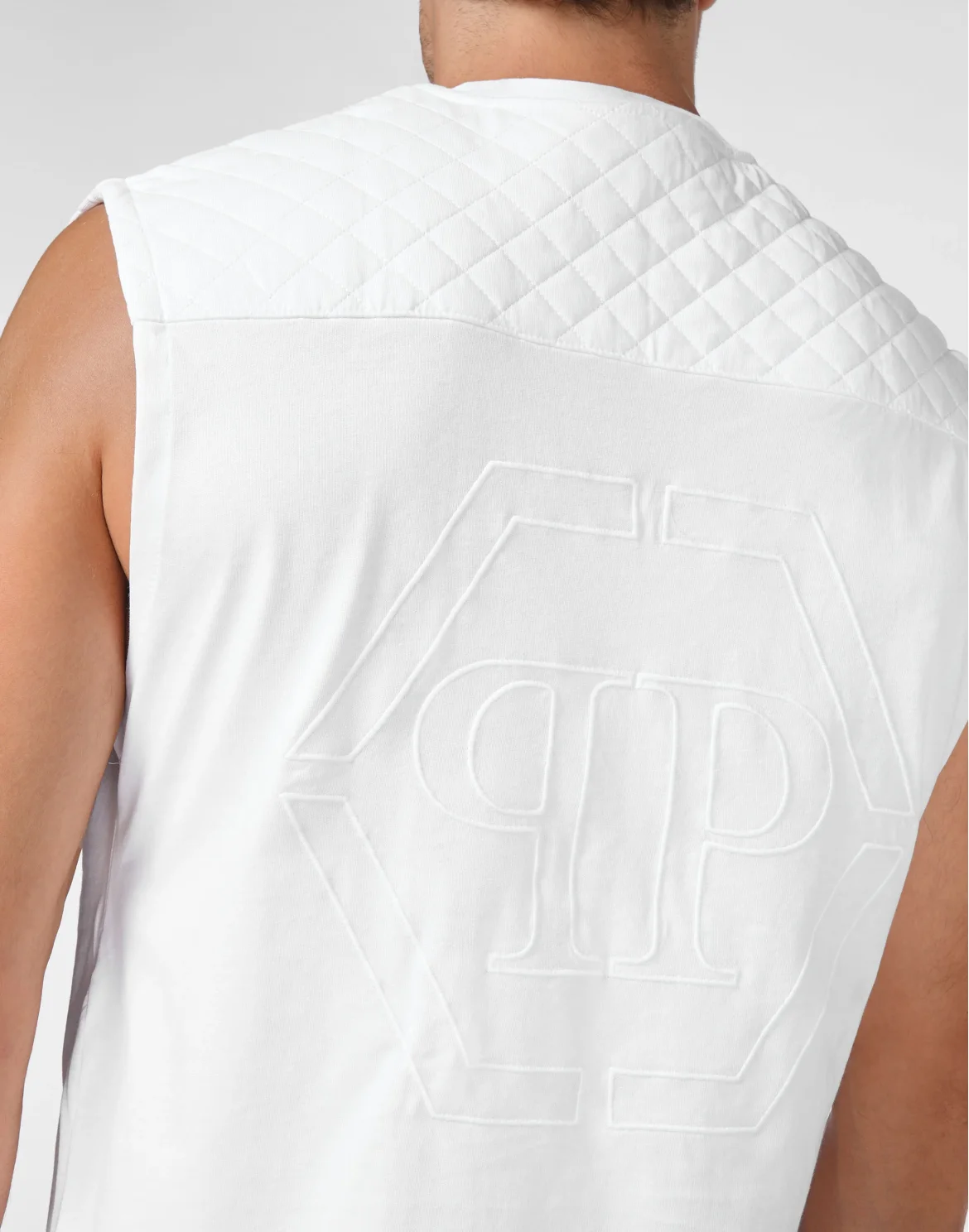 Sleeveless T-shirt Round Neck Hexagon, цвет: Белый