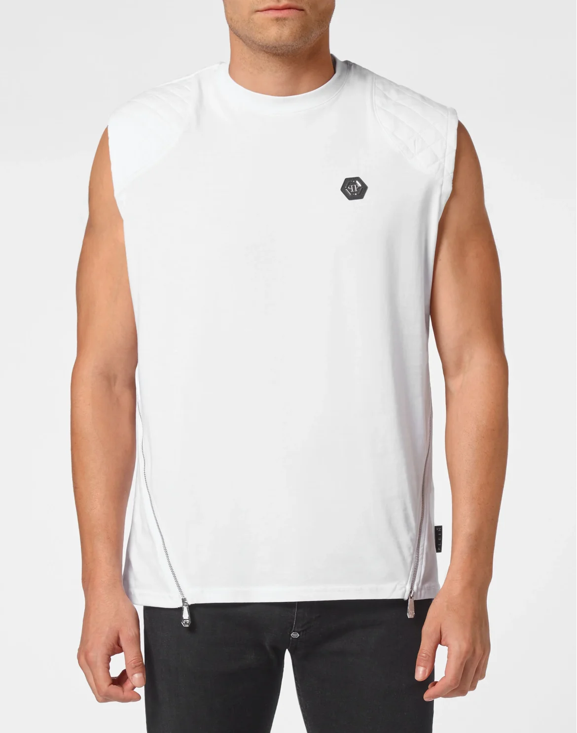 Sleeveless T-shirt Round Neck Hexagon, цвет: Белый