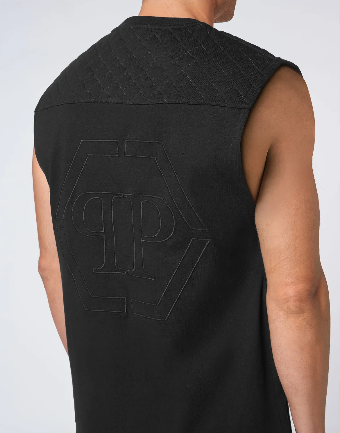 Sleeveless T-shirt Round Neck Hexagon, цвет: Черный