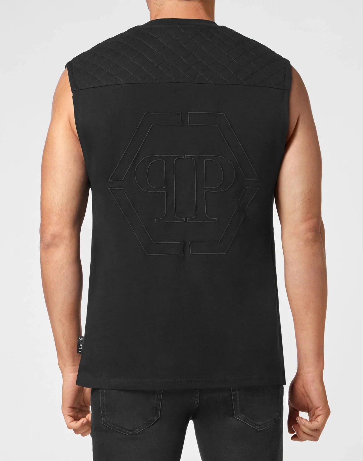 Sleeveless T-shirt Round Neck Hexagon, цвет: Черный