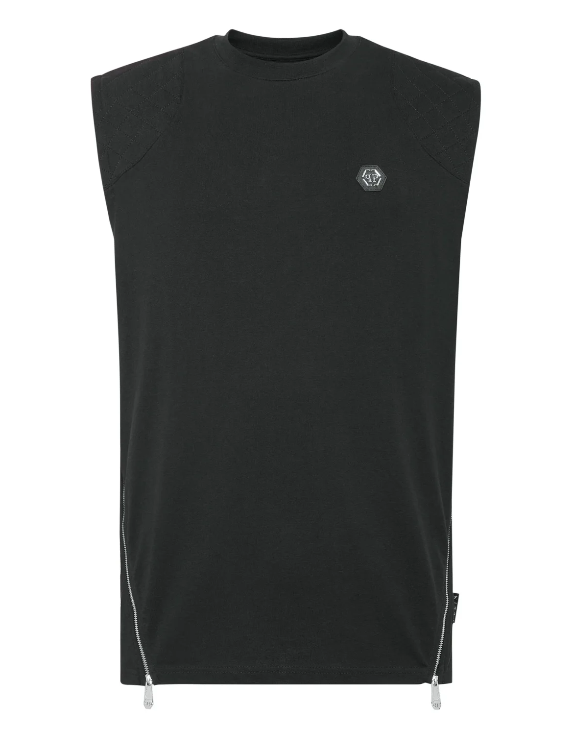 Sleeveless T-shirt Round Neck Hexagon, цвет: Черный