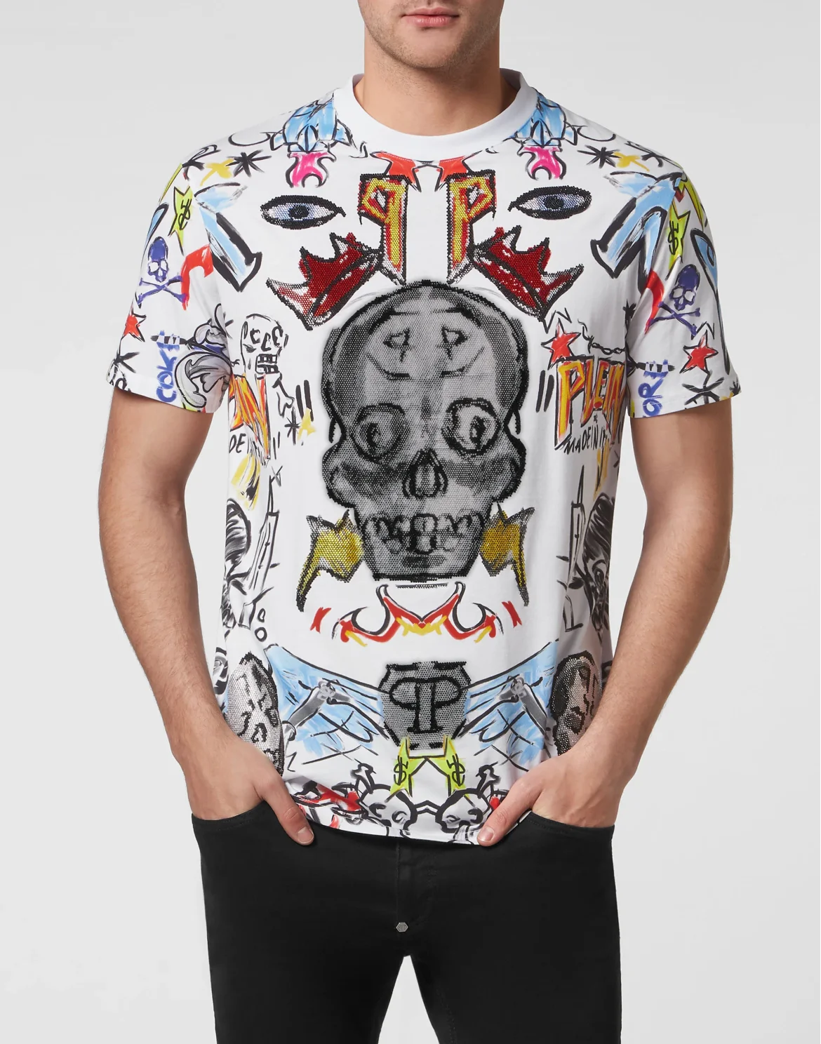 T-shirt Round Neck SS with Crystals, цвет: Белый