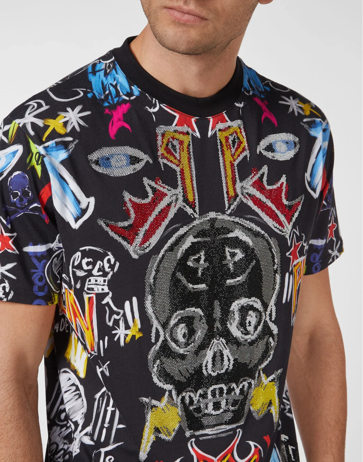T-shirt Round Neck SS with Crystals, цвет: Черный