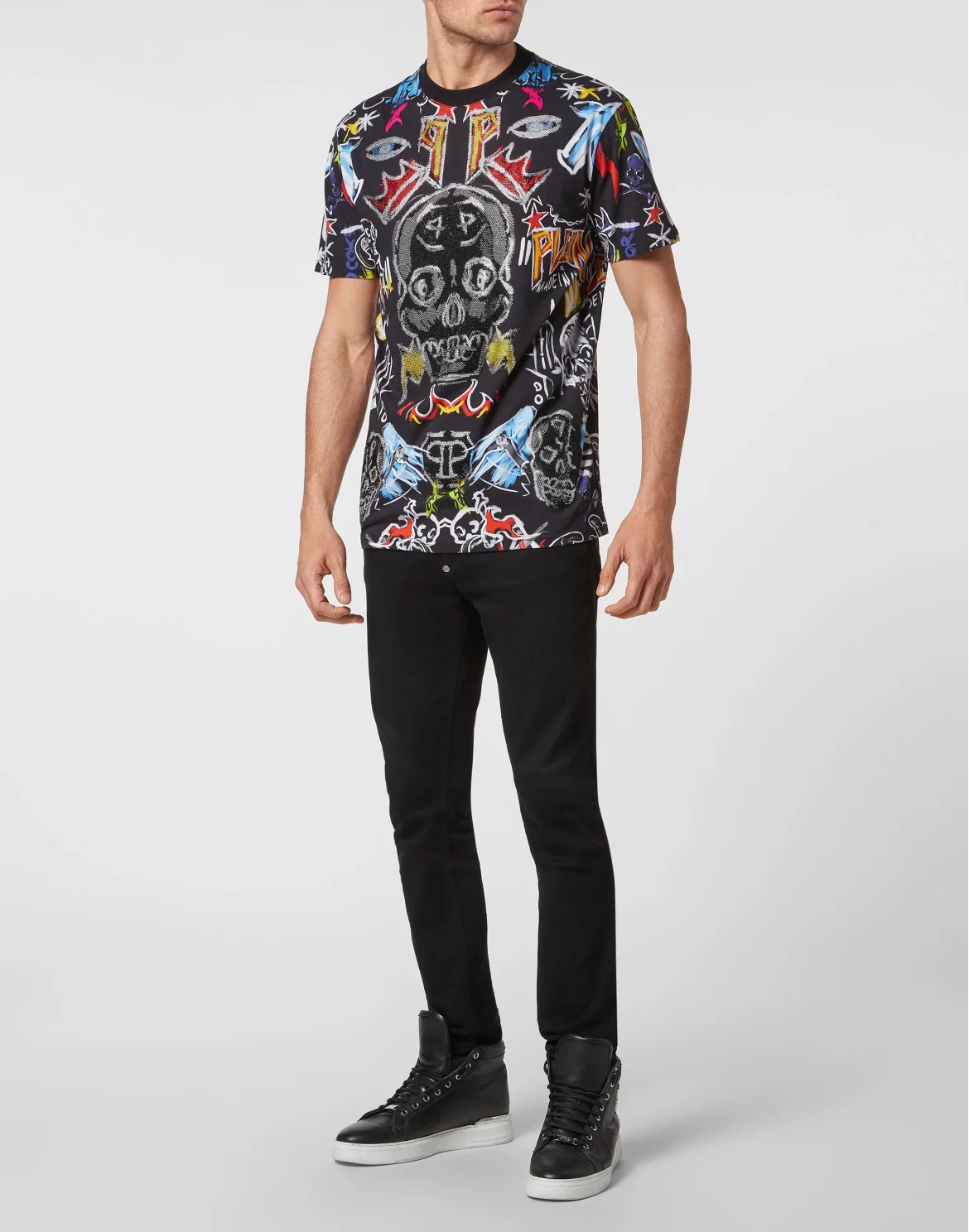 T-shirt Round Neck SS with Crystals, цвет: Черный