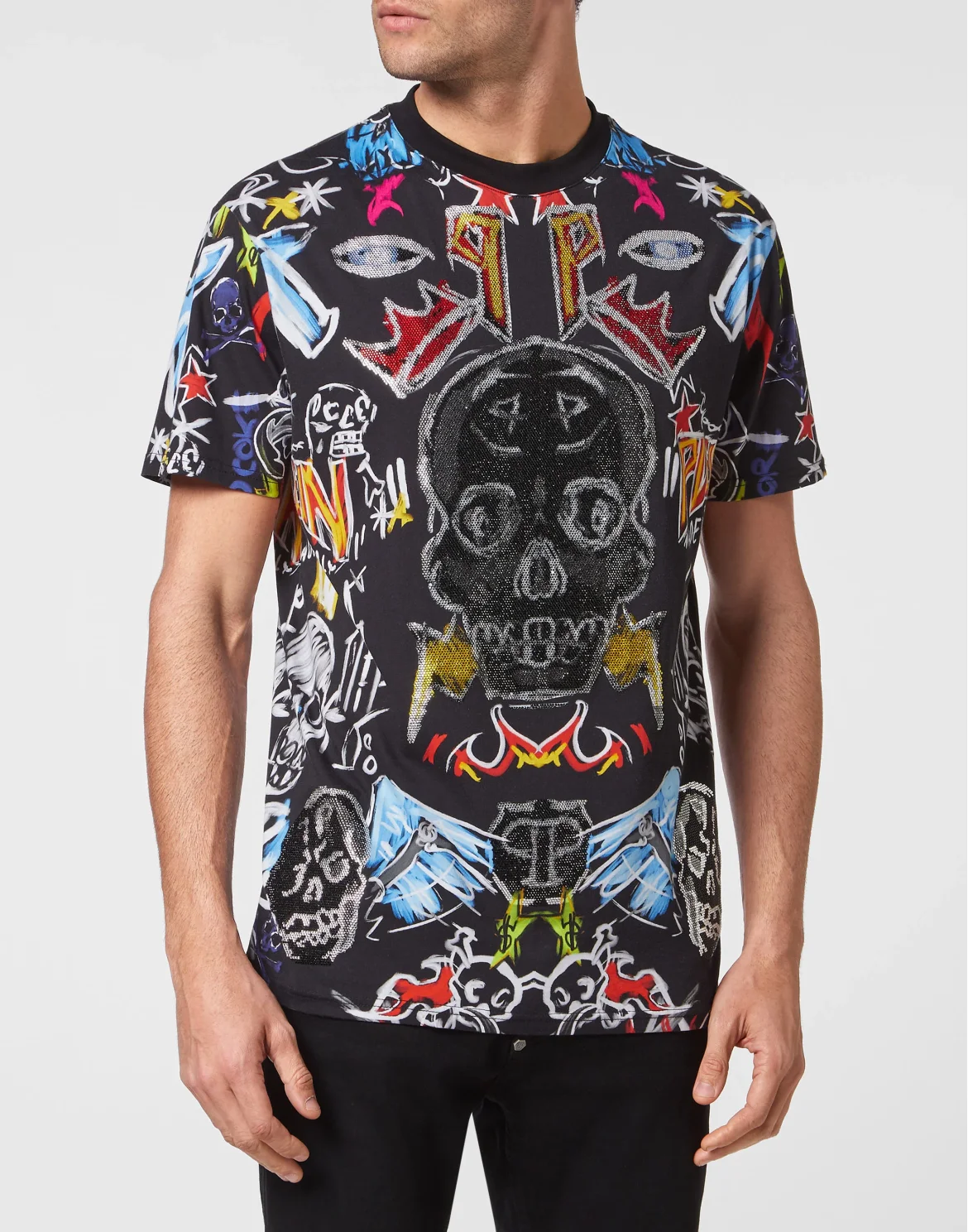 T-shirt Round Neck SS with Crystals, цвет: Черный