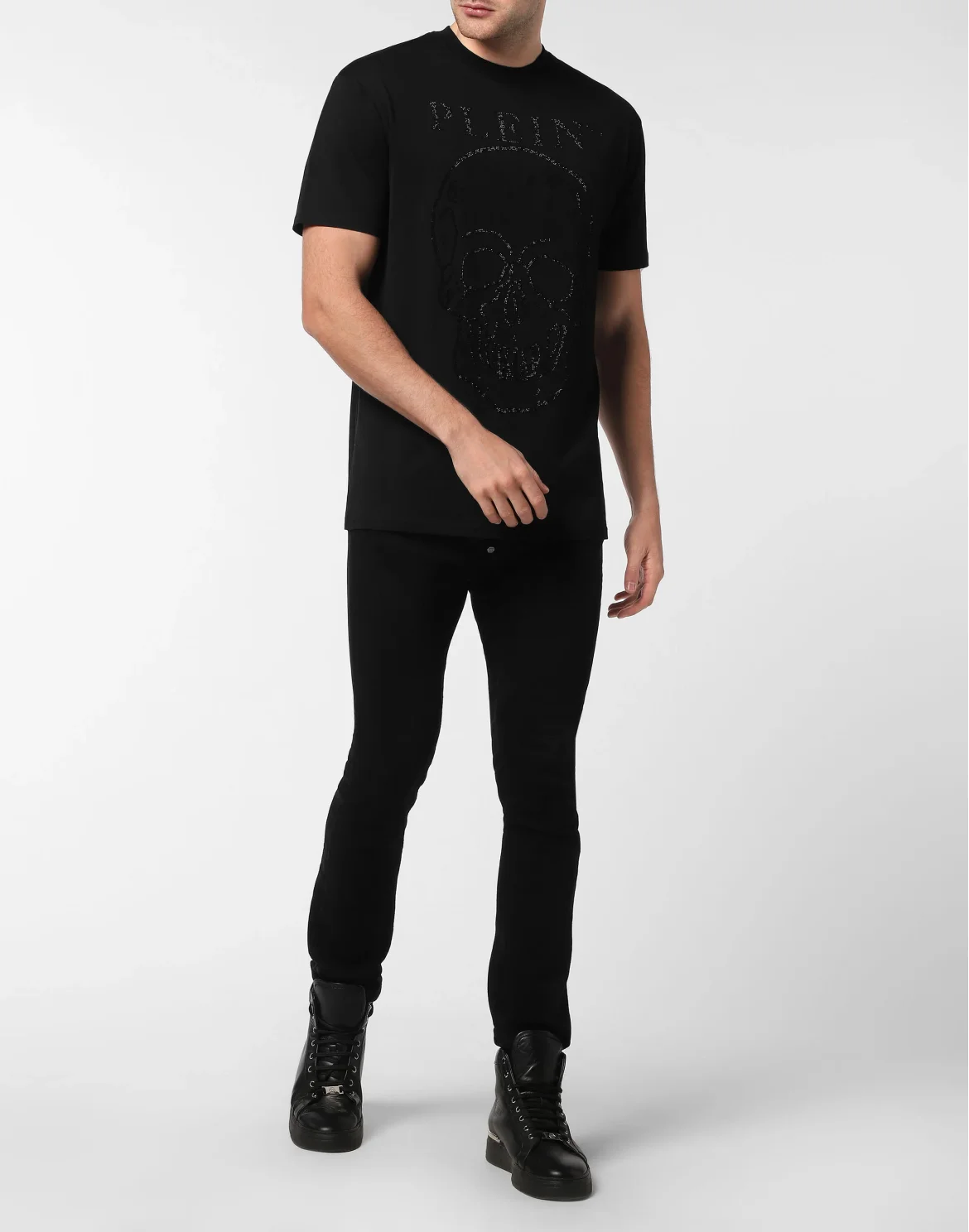 T-shirt Round Neck SS with Crystals, цвет: Черный