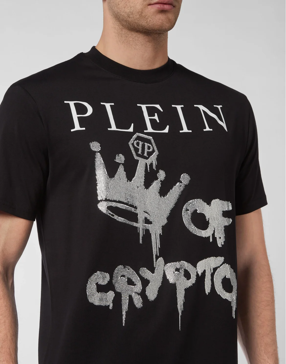 T-shirt Round Neck SS with Crystals, цвет: Черный