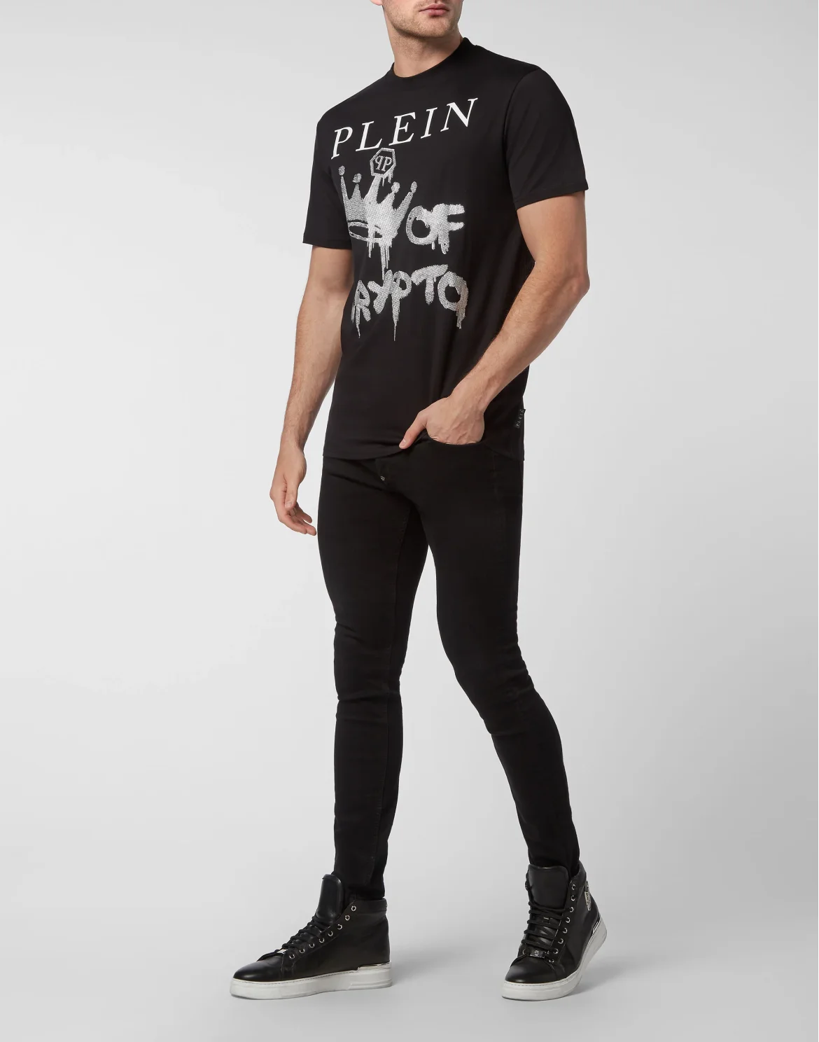 T-shirt Round Neck SS with Crystals, цвет: Черный