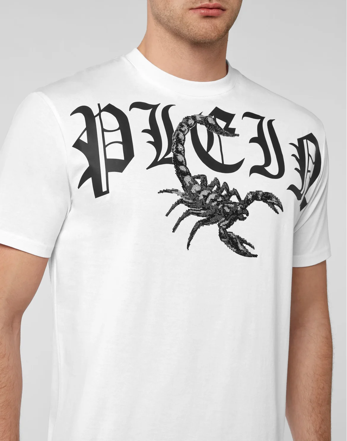 T-shirt Round Neck SS Scorpion with Crystals, цвет: Белый