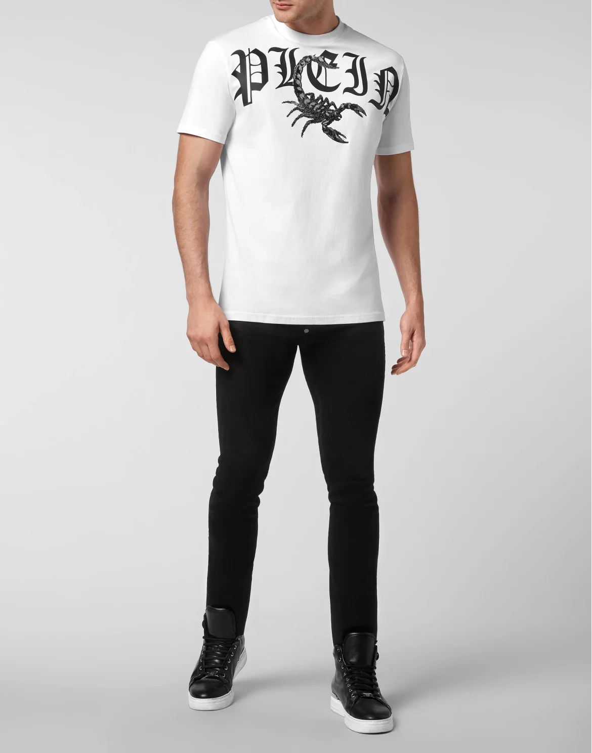 T-shirt Round Neck SS Scorpion with Crystals, цвет: Белый