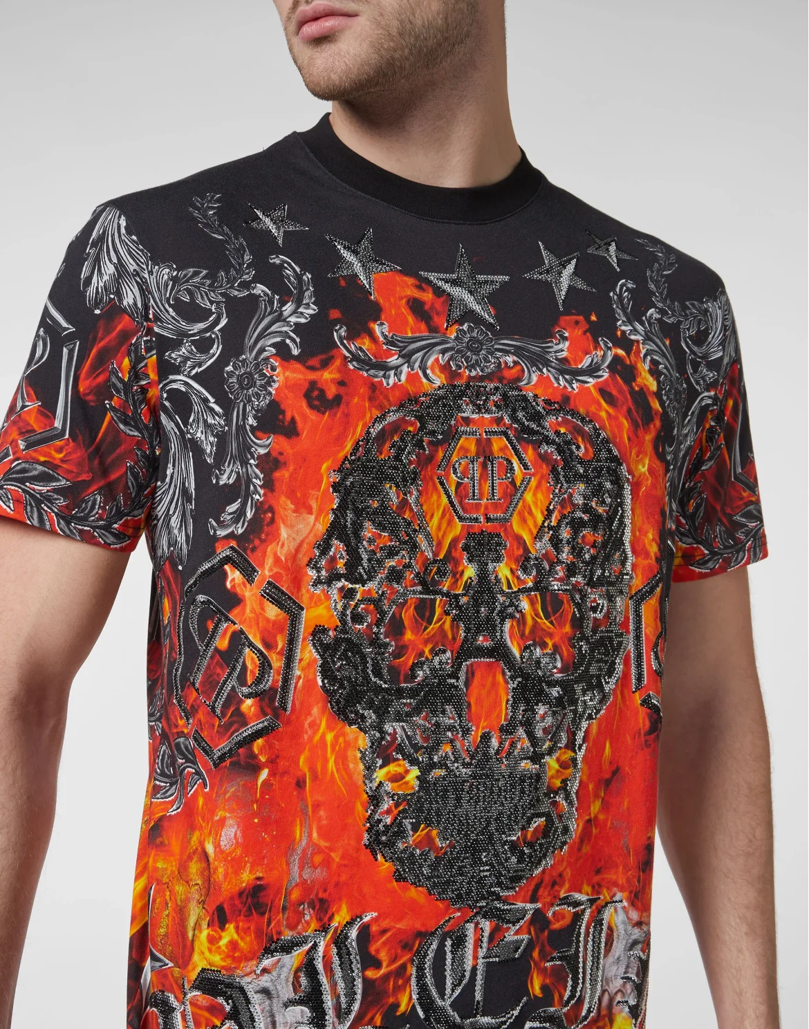 T-shirt Round Neck SS Oversize with Crystals, цвет: Черный
