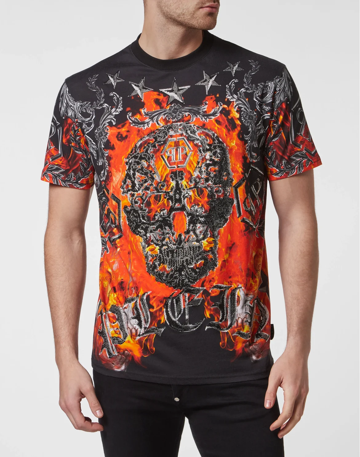 T-shirt Round Neck SS Oversize with Crystals, цвет: Черный