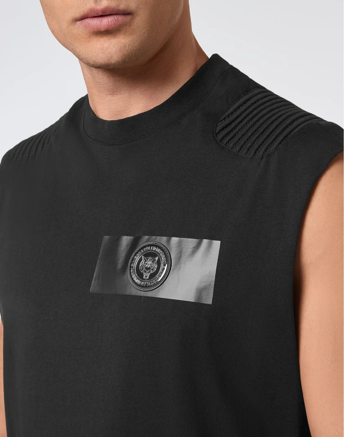 T-shirt Round Neck Sleeveless, цвет: Черный