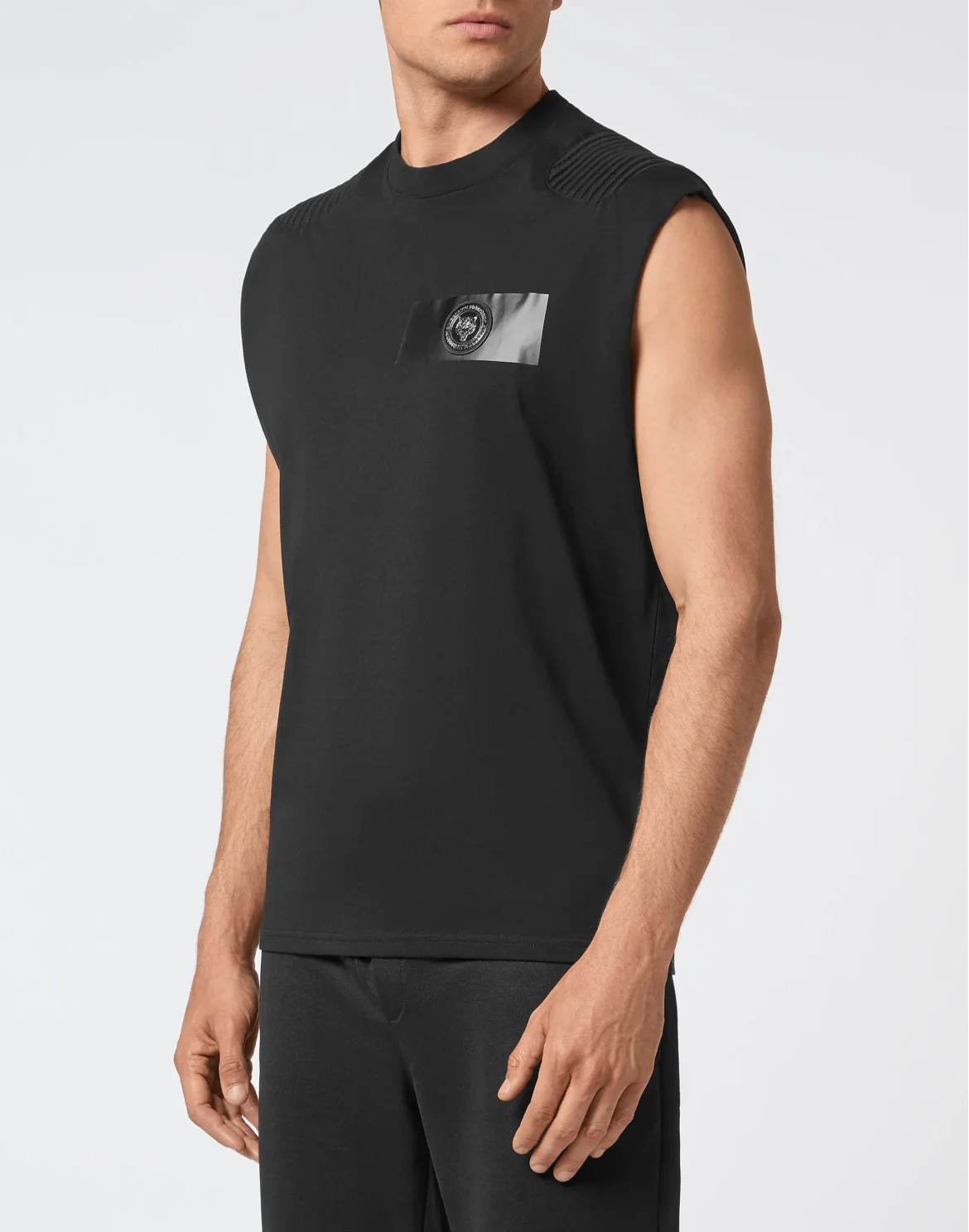 T-shirt Round Neck Sleeveless, цвет: Черный