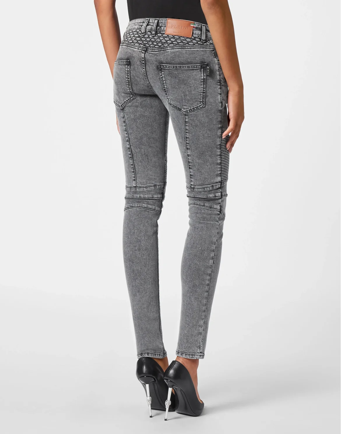 Denim Trousers Low rise Biker, цвет: Серый
