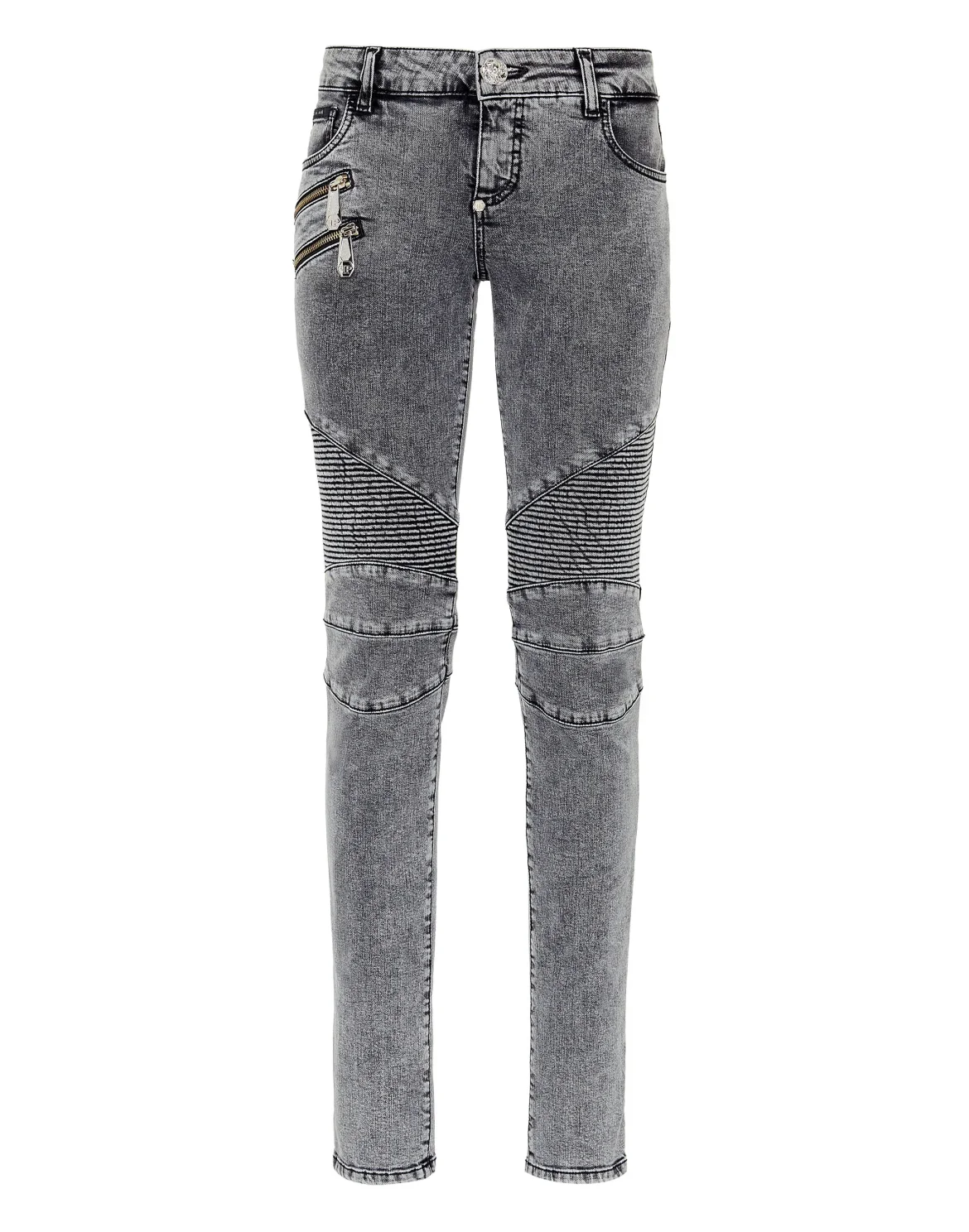 Denim Trousers Low rise Biker, цвет: Серый