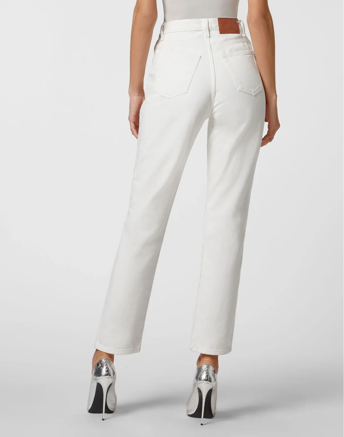Denim Trousers Mom fit with Crystals, цвет: Белый