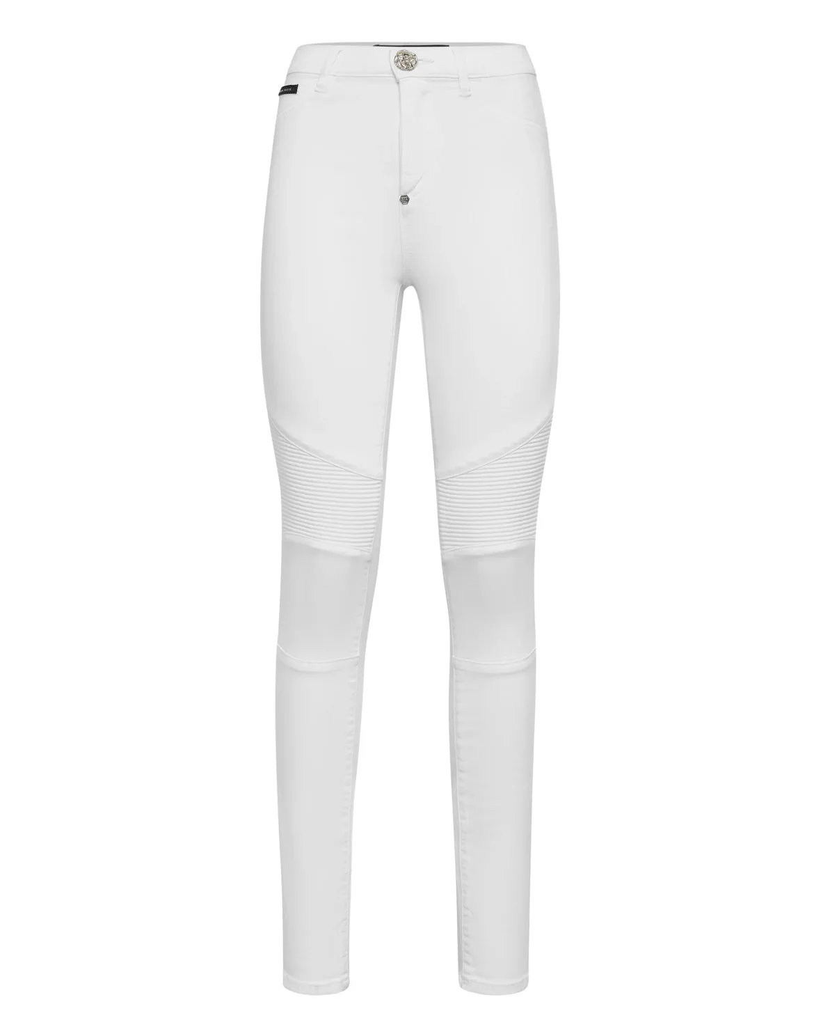 Denim Trousers High Waist Biker, цвет: Белый