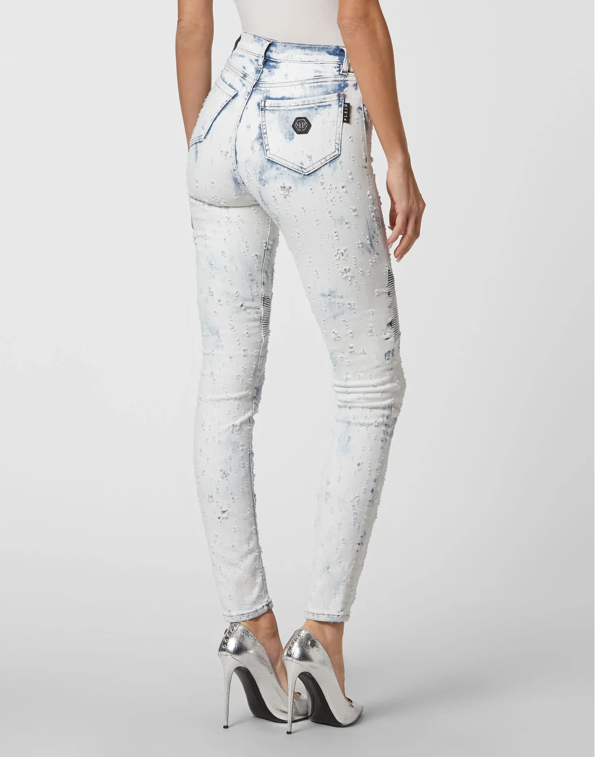 Denim Trousers High Waist Biker, цвет: Синий