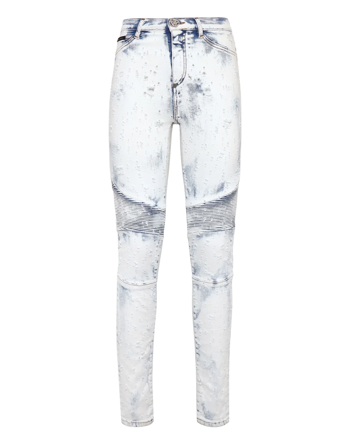 Denim Trousers High Waist Biker, цвет: Синий