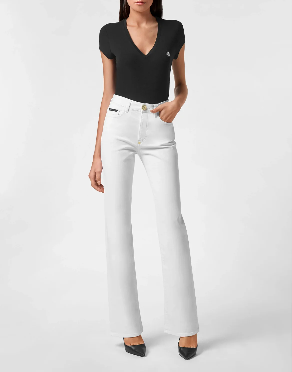 High-Waisted Flare Jeans, цвет: Белый