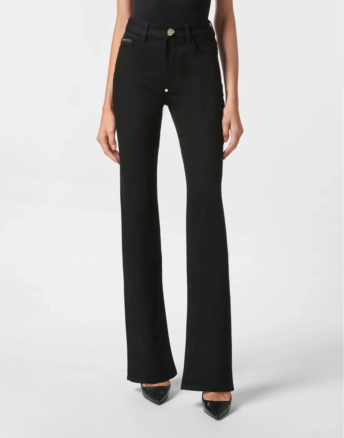 High-Waisted Flare Jeans, цвет: Черный