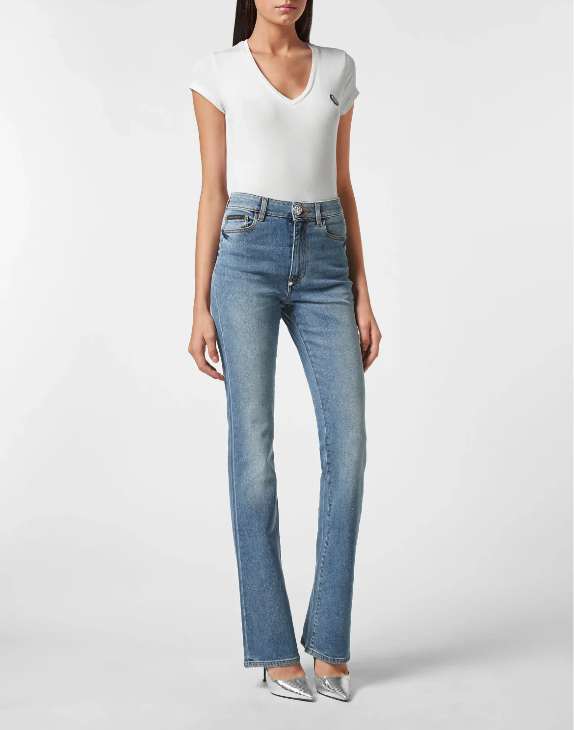 Denim High wasted flare Trousers, цвет: Синий