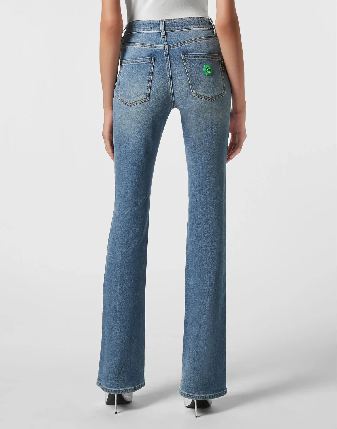 Denim High wasted flare Trousers, цвет: Синий