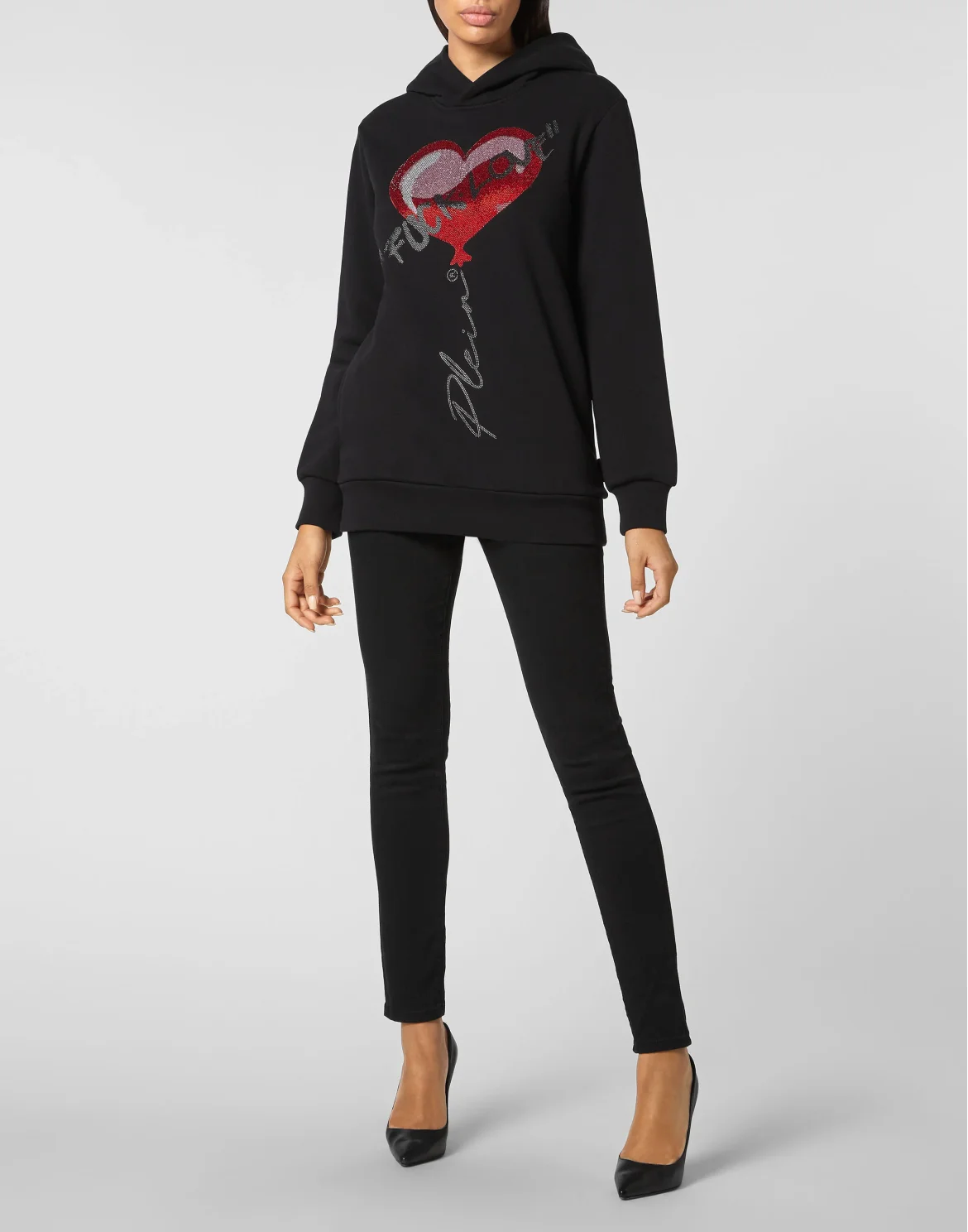 Hoodie sweatshirt with Crystals, цвет: Черный