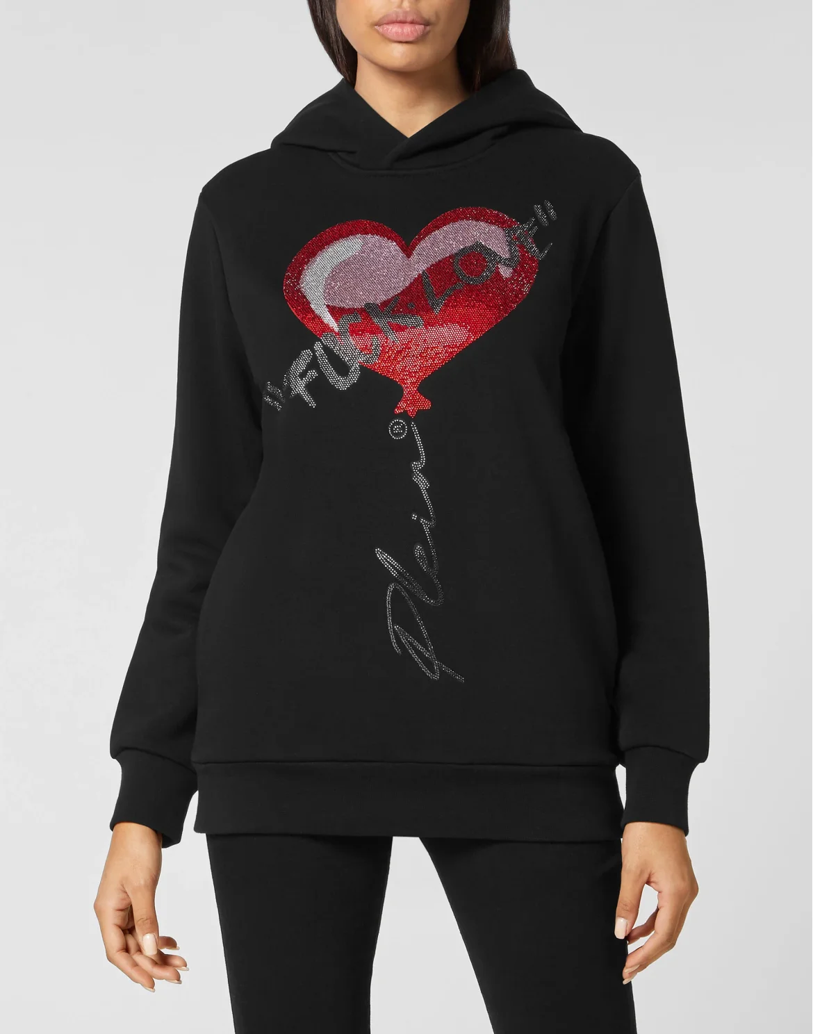 Hoodie sweatshirt with Crystals, цвет: Черный