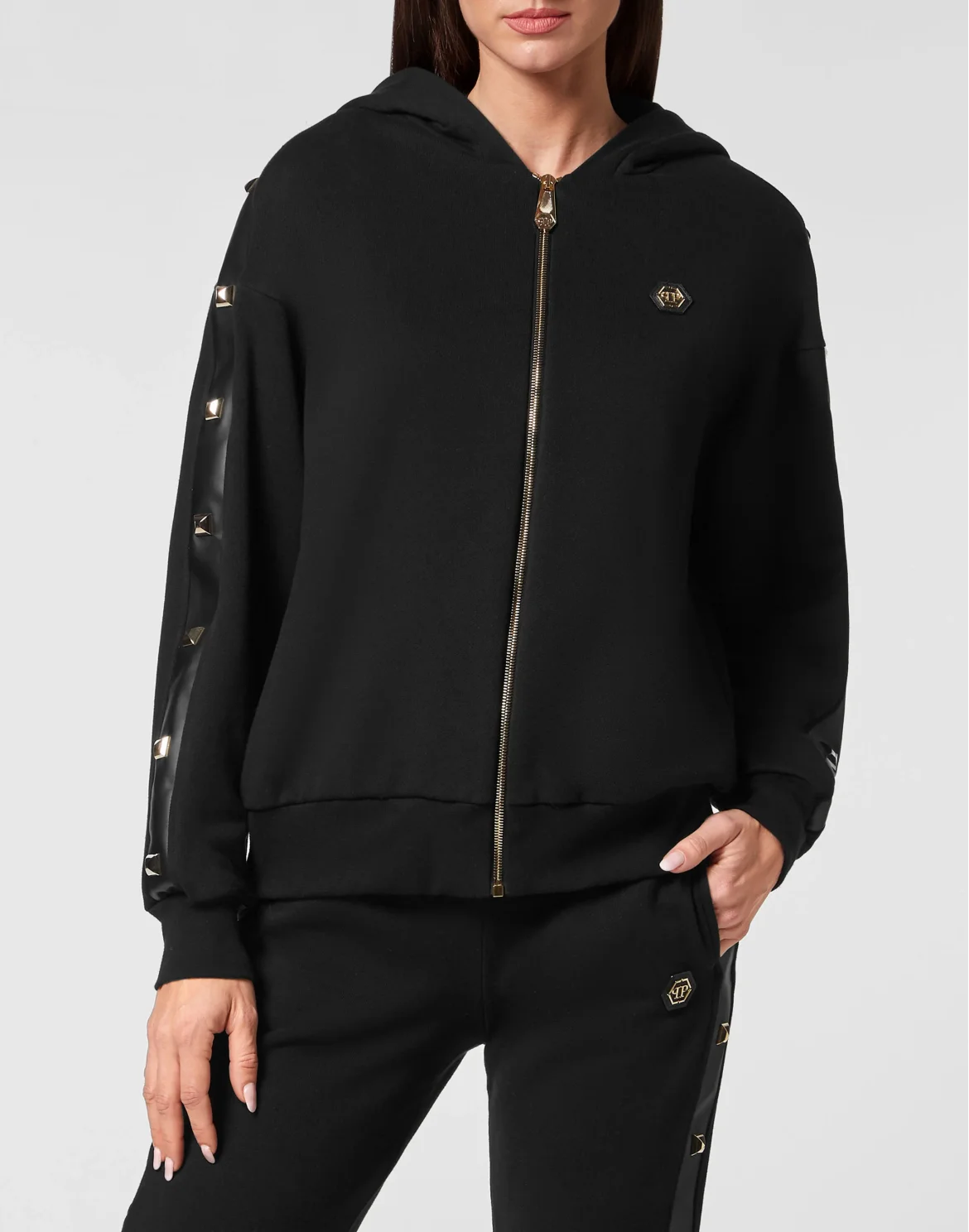 Hoodie Full Zip Studs, цвет: Черный