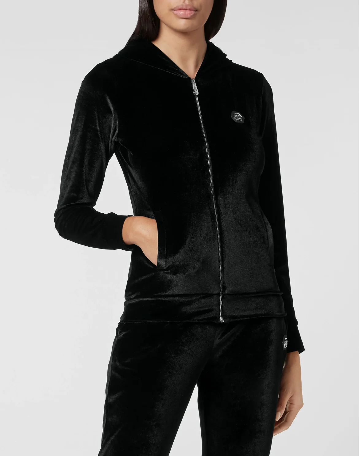 Tracksuit Hoodie/Trousers with Crystals, цвет: Черный