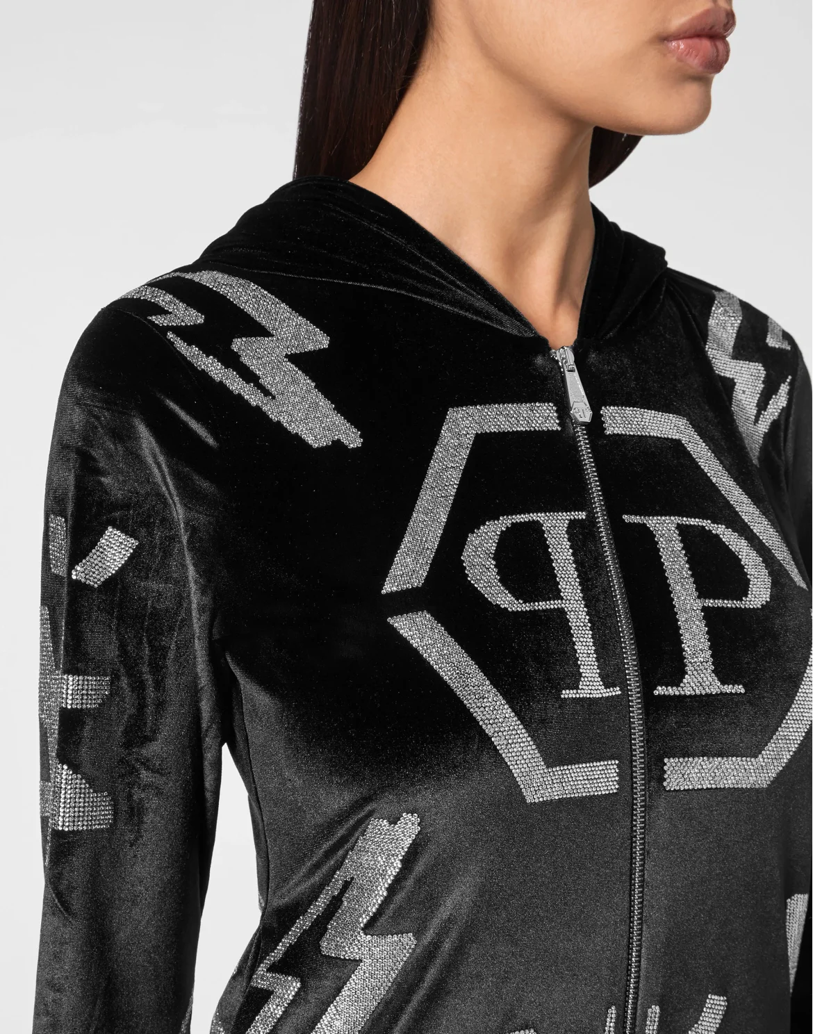 Tracksuit Hoodie/Trousers Monogram  with Crystals, цвет: Черный