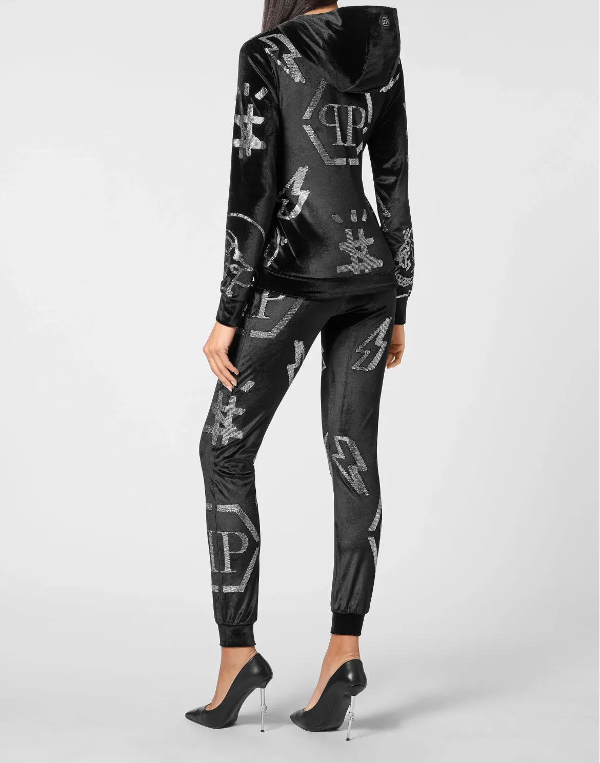 Tracksuit Hoodie/Trousers Monogram  with Crystals, цвет: Черный