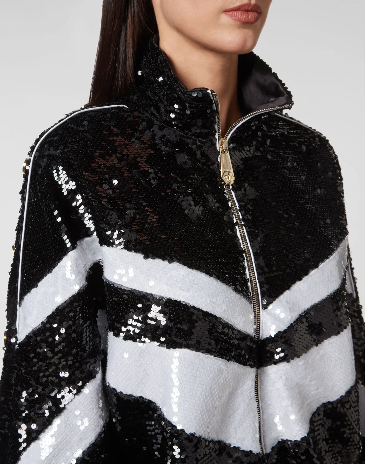 Top/Trousers Tracksuit  with Crystals, цвет: Черный