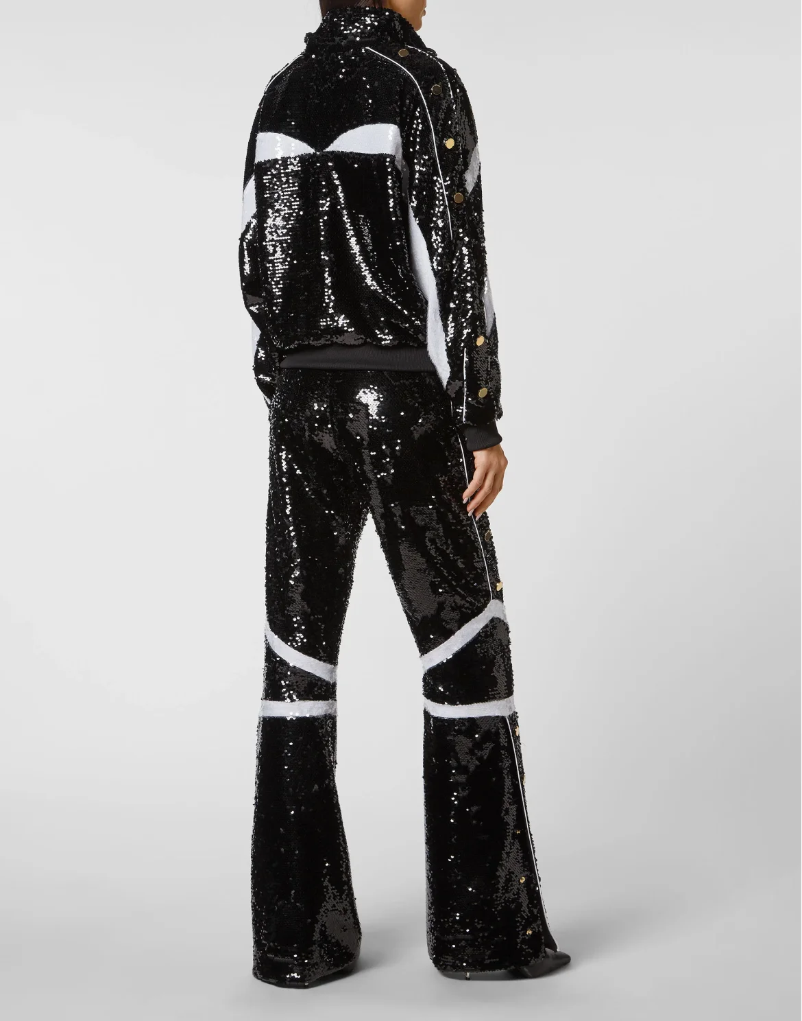 Top/Trousers Tracksuit  with Crystals, цвет: Черный