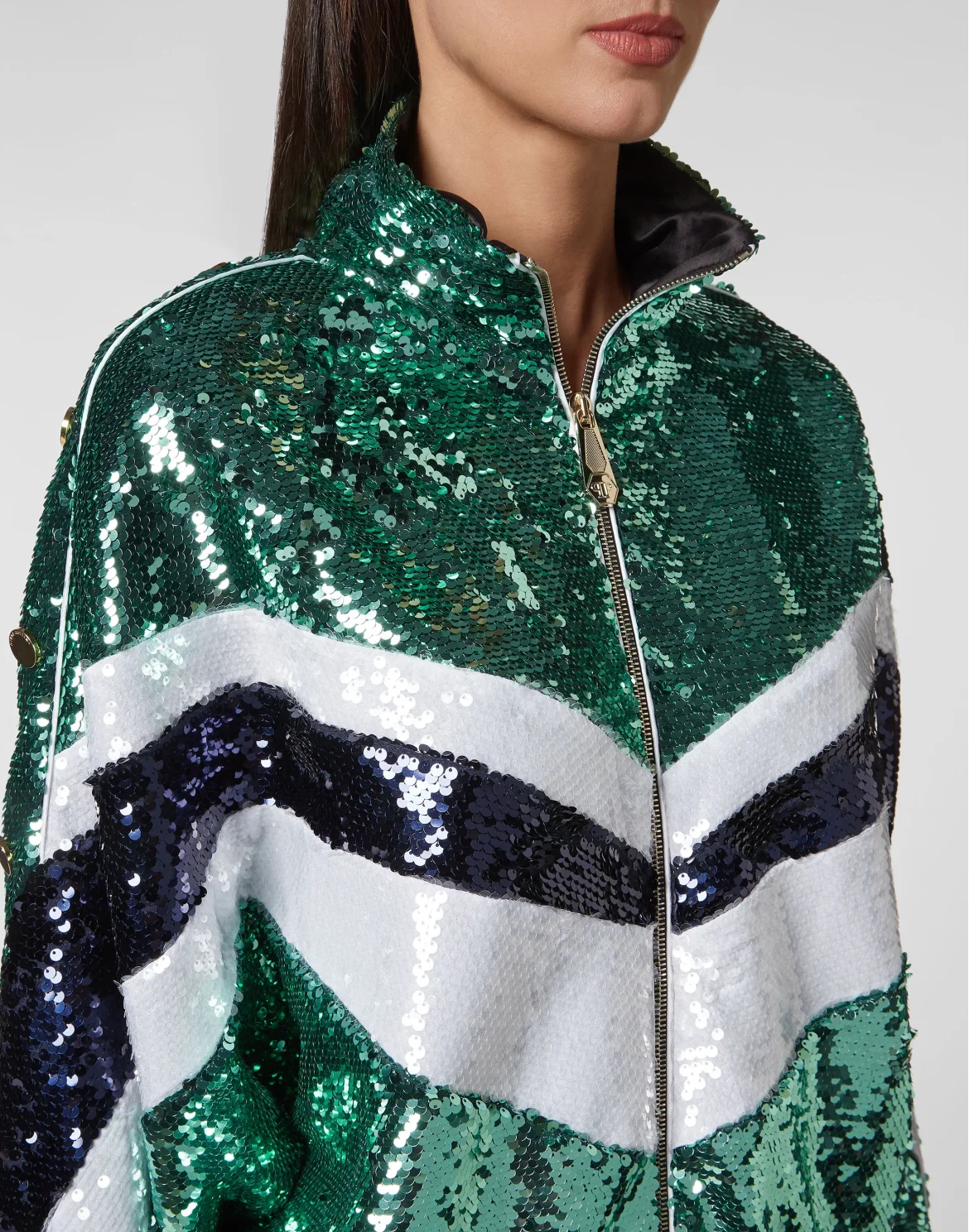 Top/Trousers Tracksuit  with Crystals, цвет: Зеленый