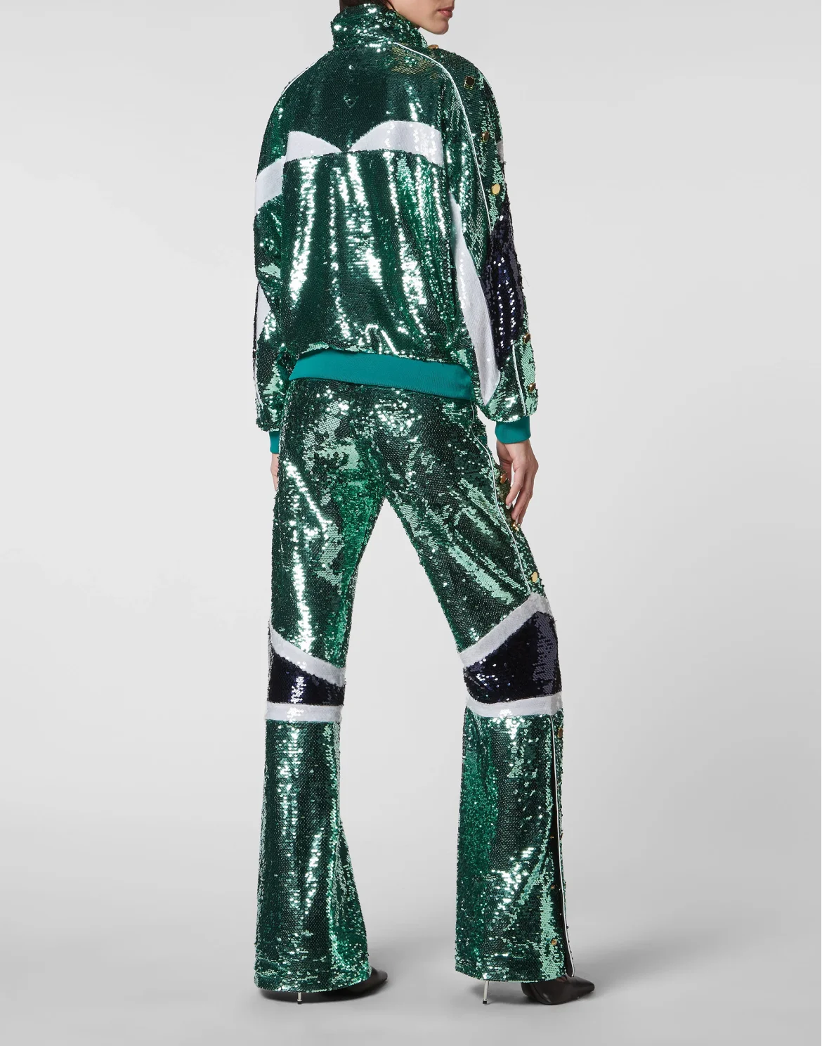 Top/Trousers Tracksuit  with Crystals, цвет: Зеленый