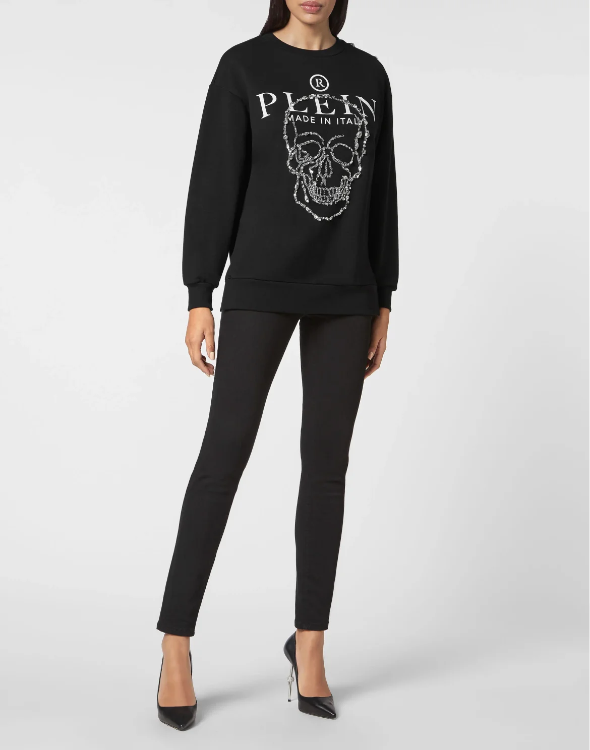Sweatshirt LS Crystal Skull with Crystals, цвет: Черный